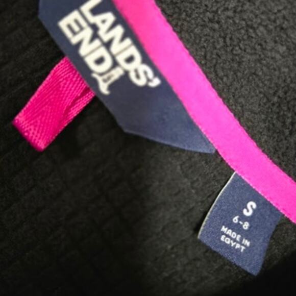 Land's End Women's Fleece Jacket Small‎ (4-6) Black with Pink Trim - Picture 8 of 8